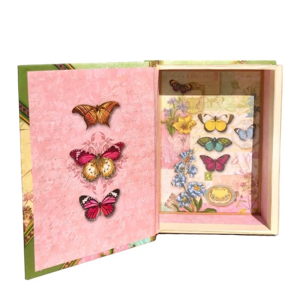 Punch Studio Butterfly Patchwork Book Box (94281B) (Cards NOT Included)